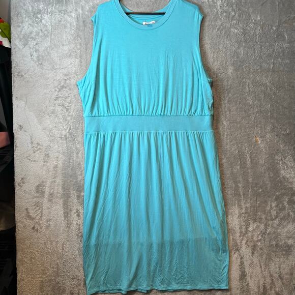 Athleta Santorini Cinch‎ Dress Sz 2X Athleisure Athletic Gulf Green Blue - Picture 1 of 8